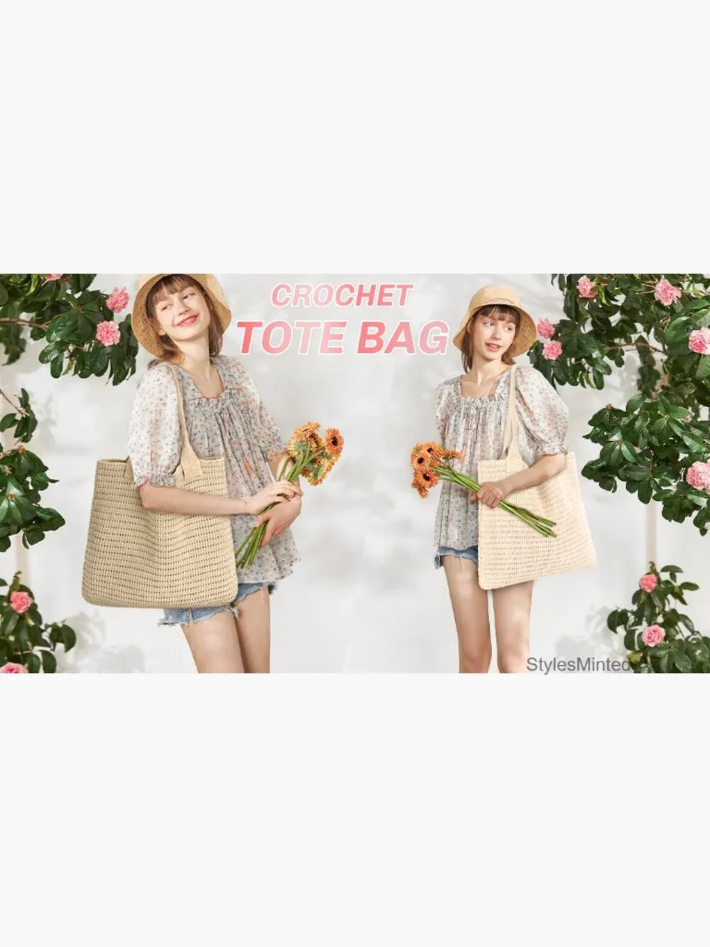 Cream Crochet Tote Bag